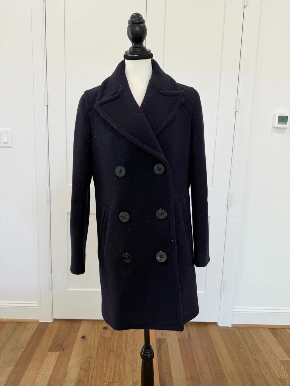 ⚓ J.Crew Stadium Cloth Nello Gori Navy Pea Coat Size 4 ⚓ - Picture 4 of 14